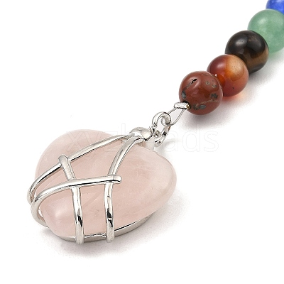 Natural & Synthetic Gemstone Heart Keychain G-Z033-11P-1