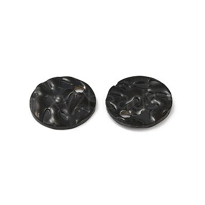 304 Stainless Steel Textured Disc Charms STAS-Q336-11B-B-1