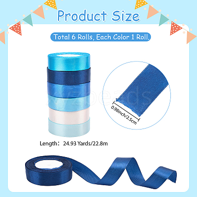 6 Rolls 6 Colors Polyester Ribbon OCOR-CP0001-27B-1