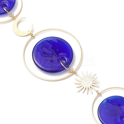 Handmade Lampwork Flat Round with Evil Eye Hanging Suncatchers HJEW-JM04405-1