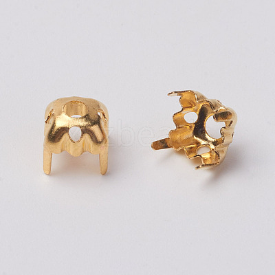 Square Brass Sew on Prong Settings KK-O084-05G-6x6mm-1