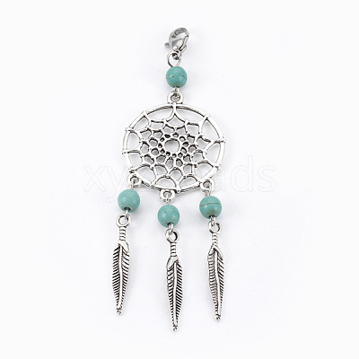 Dyed Synthetic Turquoise Big Pendants HJEW-JM00343-1