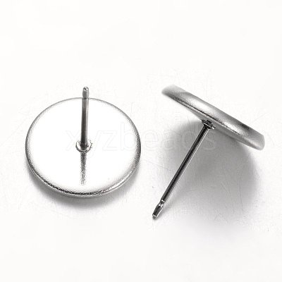 Tarnish Resistant Flat Round Stainless Steel Stud Earring Settings X-STAS-M227-10mm-1