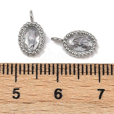 304 Stainless Steel Micro Pave Cubic Zirconia Charms STAS-K302-01E-P-1