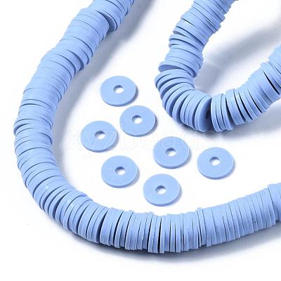 Flat Round Handmade Polymer Clay Beads CLAY-R067-10mm-32-1