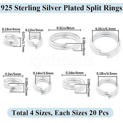 80Pcs 4 Styles Brass Split Rings KK-BBC0014-05-1