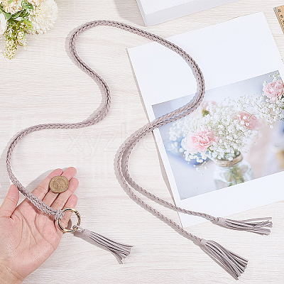 Handmade Imitation Leather Braided Rope Tie Belts AJEW-WH20006-398D-1