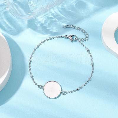 304 Stainless Steel Round Cabochon Setting Bracelets BJEW-JB11089-02-1