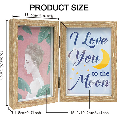 Word I Love You To The Moon Wood Picture Frames Box AJEW-FG0004-02C-1
