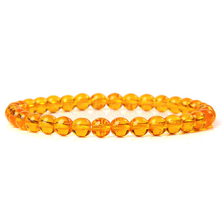 Natural Amber Round Beaded Stretch Bracelet SF8562-17-1