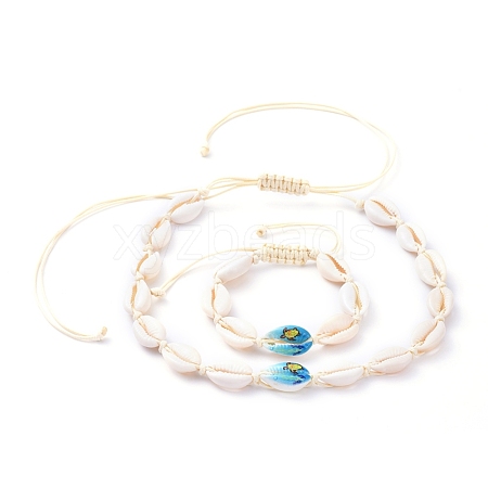 Braided Bead Style Bracelets & Necklaces Jewelry Sets SJEW-JS01091-02-1