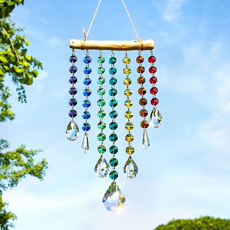 Glass Octagon Beaded Hanging Ornaments PW23110823074-1