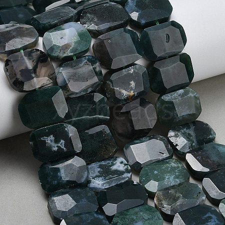 Natural Moss Agate Beads Strands G-C285-A13-01-1