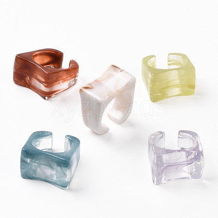 Acrylic Curved Rectangle Open Cuff Ring for Women OACR-B002-02-1