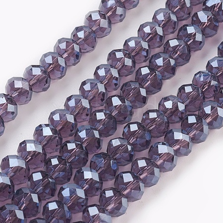 Electroplate Glass Beads Strands GLAA-K027-PL-A05-1