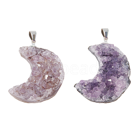 CHGCRAFT 2Pcs Natural Amethyst Pendants G-CA0001-43-1