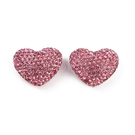 Heart Shaped Polymer Clay Rhinestone Beads CLAY-NH0002-02C-1