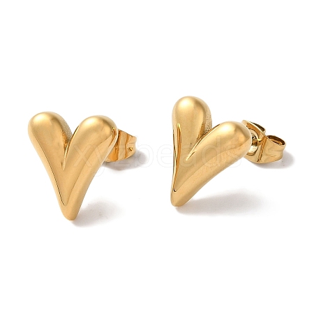 Heart Ion Plating(IP) 304 Stainless Steel Stud Earrings for Women EJEW-L287-039G-1