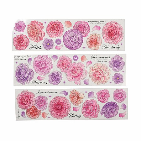 3Pcs 3 Styles Flower PET Waterproof Stickers Sets STIC-C008-02B-1