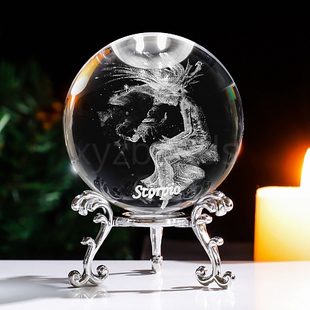 Inner Carving Constellation Glass Crystal Ball Diaplay Decoration PW-WG84004-10-1