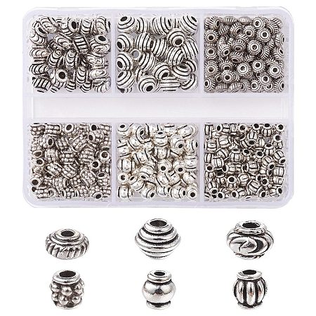 370Pcs 6 Styles Tibetan Style Alloy Spacer Beads TIBEB-YW0001-13-1