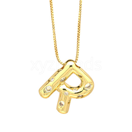 Brass Micro Pave Clear Cubic Zirconia Initial Pendant Necklaces FS-WGF17D9-23-1