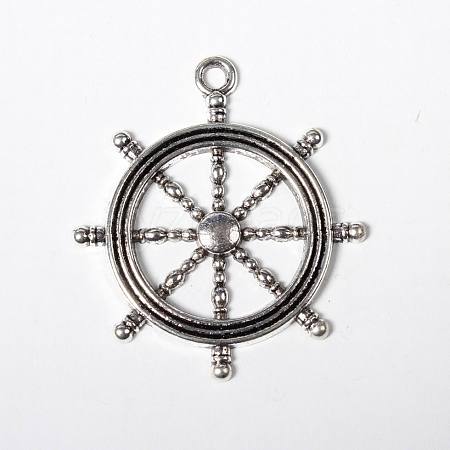 Tibetan Style Rudder Helm Alloy Pendants TIBEB-A101628-AS-LF-1