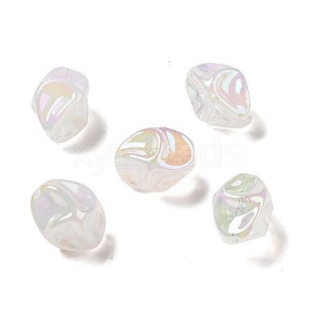 UV Plating Rainbow Iridescent Acrylic Beads PACR-M002-07A-1