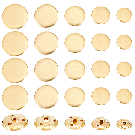 Olycraft 50Pcs 5 Styles 3-Hole Brass Buttons BUTT-OC0001-47G-1