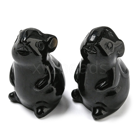 Natural Obsidian Carved Healing Mouse Figurines DJEW-D012-02C-1