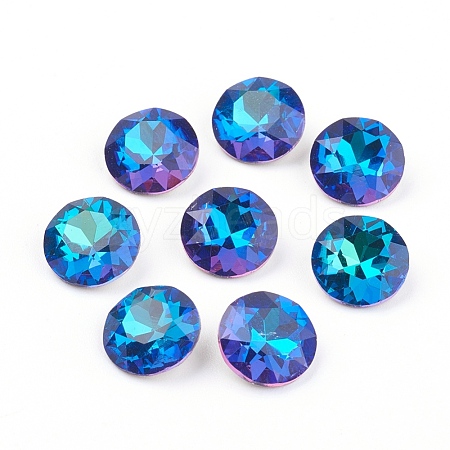 Pointed Back & Back Plated Glass Rhinestone Cabochons RGLA-J012-8mm-001BB-1