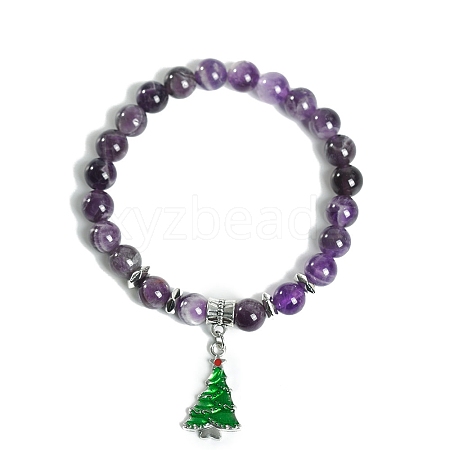 Christmas Theme Natural Amethyst Stretch Bracelets PW-WG9CD6F-11-1