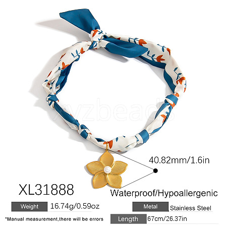 304 Stainless Steel Pendant Printed Scarf Necklaces FS-WGD2FA8-27-1