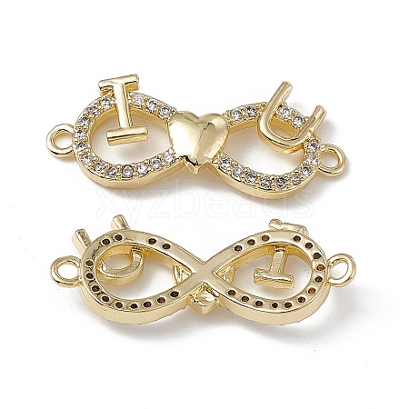 Brass Micro Pave Clear Cubic Zirconia Connector Charms KK-E068-VB378-1