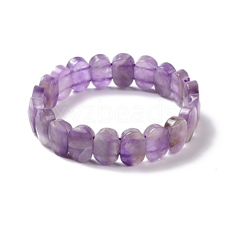 Natural Amethyst Oval Beaded Stretch Bracelet G-E010-01W-1