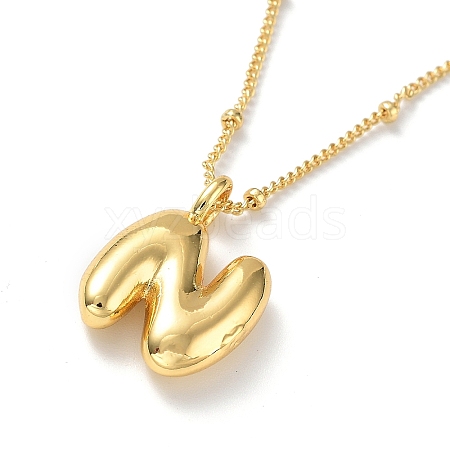 Initial Letter Brass Pendant Necklaces NJEW-A015-21G-N-1