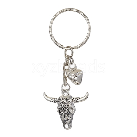 Tibetan Style Alloy Bull Head Kcychain KEYC-JKC00562-02-1