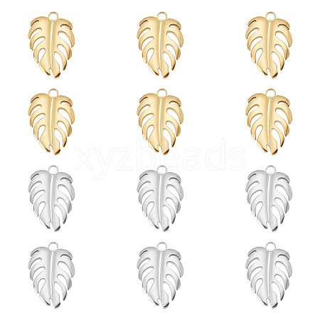 12Pcs 2 Colors 304 Stainless Steel Charms STAS-UN0042-37-1