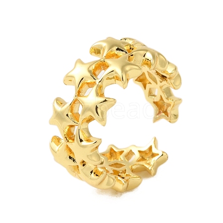 Star Brass Open Cuff Rings for Women RJEW-A048-22G-1