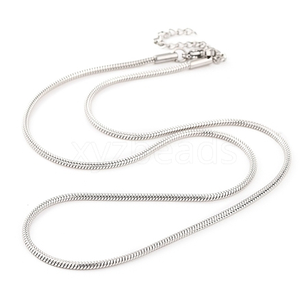 304 Stainless Steel Round Snake Chain Necklaces for Women NJEW-G140-06D-P-1
