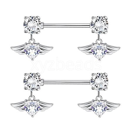 304 Stainless Steel Rhinestone Nipple Rings WG0E32C-02-1