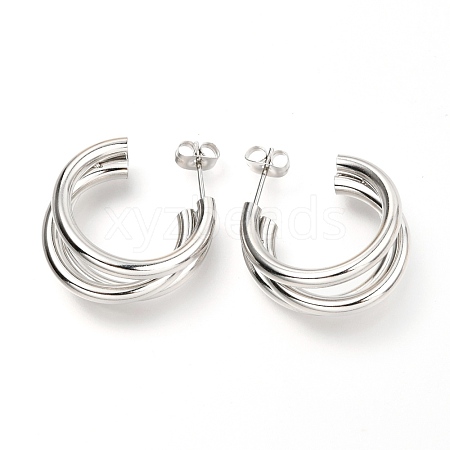 Tarnish Resistant 304 Stainless Steel Half Hoop Earrings EJEW-C501-18P-1