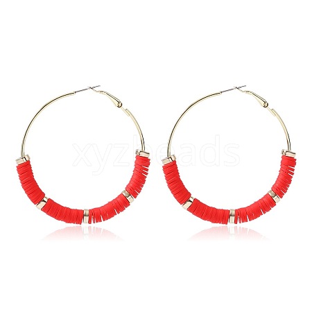 Bohemia Style Colorful Clay Beads Hoop Earrings JQ3310-12-1