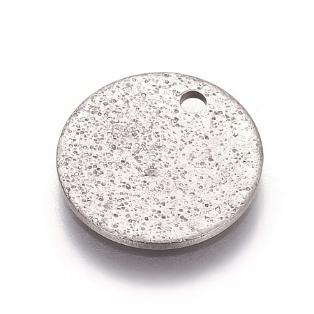 Non-Tarnish 304 Stainless Steel Textured Pendants X-STAS-I098-01-12mm-P-1