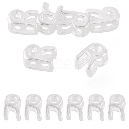 6Pcs 925 Sterling Silver Hollow Initial Beads STER-TA0001-53R-1