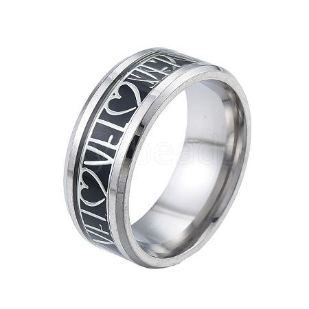Two Tone 201 Stainless Steel Word Love Finger Ring for Women RJEW-N043-14P-1
