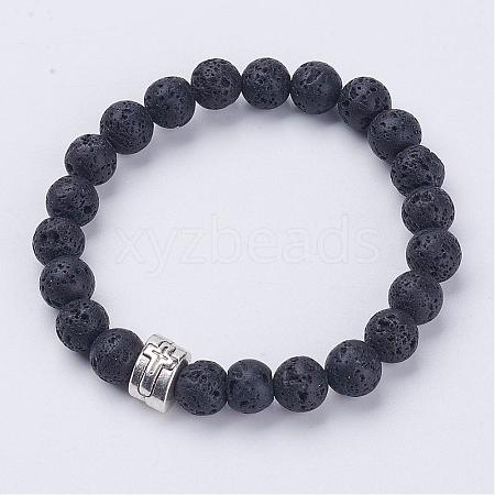 Natural Lava Rock Beads Stretch Bracelets BJEW-JB02854-1