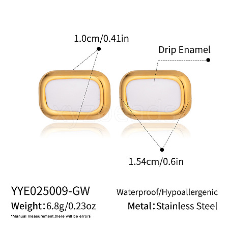 Rectangle 304 Stainless Steel Stud Earrings HC7137-2-1