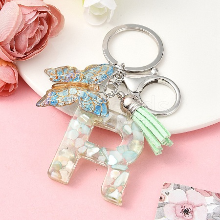 Resin & Acrylic & Faux Suede Tassel Keychain KEYC-YW00126-18-1