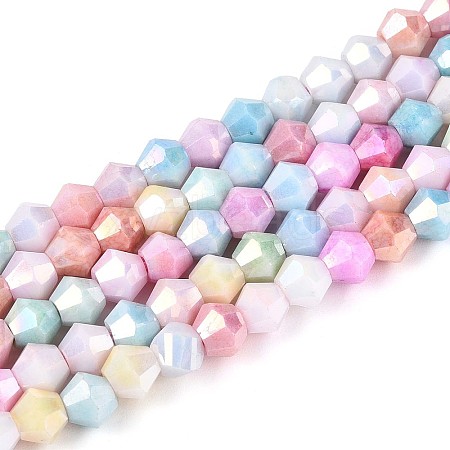 Anti-Tarnish Electroplate Bicone Glass Beads Strands EGLA-T021-6mm-16-10-1